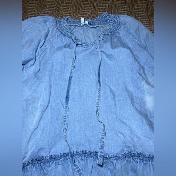 Elan Women's Faux Denim Smock Mini Dress,3/4 Puffy Sleeves, Size Small - Picture 11 of 11